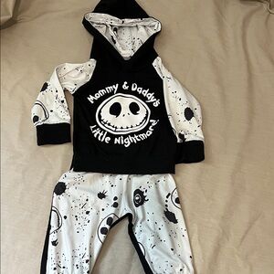 Black and White Hoodie and Pants Set Halloween themed for baby